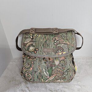 NWOT Sakroots Green Owl Print Backpack Boho Crossbody